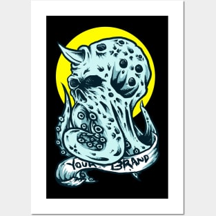 octopus skull Posters and Art